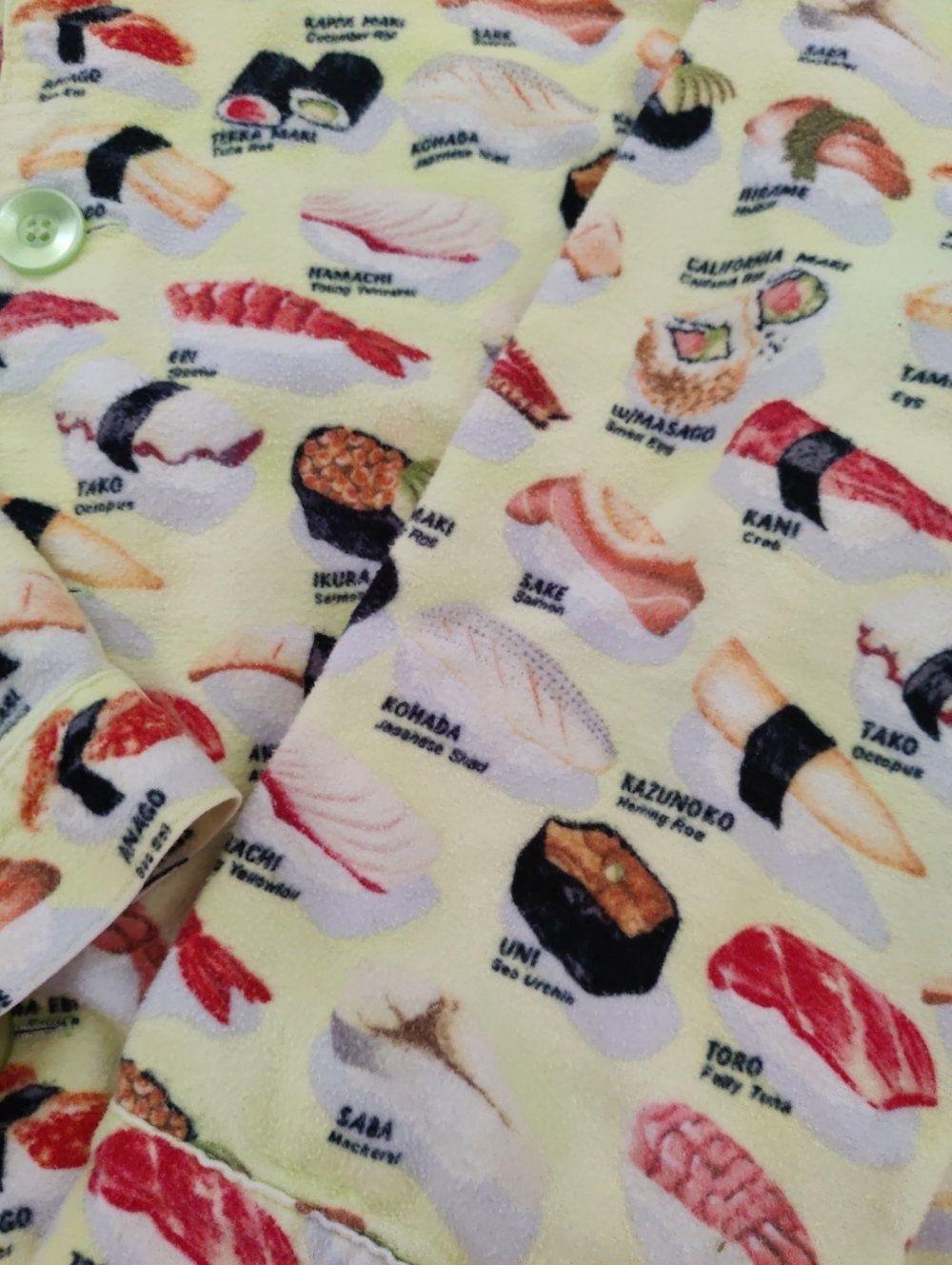 Vintage Y2K Cat's Pajamas Sushi Flannel Pajama Set Buffy Wasabi Small 🍣🍣 - Picture 5 of 16